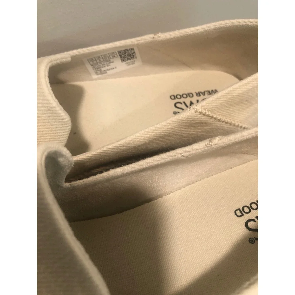 TOMS Rope Espadrille Cream Canvas Slip On Flats Comfort Sz 7 NEW